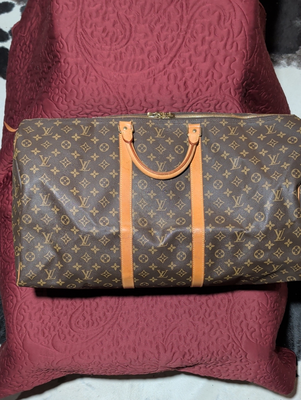 Louis Vuitton Brown Monogram Keepall 60 Boston Bag